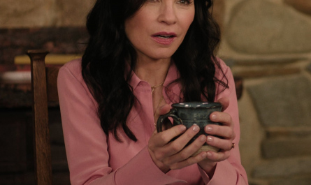 Pink Shirt Worn by Julianna Margulies as Laura Peterson Outfit The Morning Show TV Show