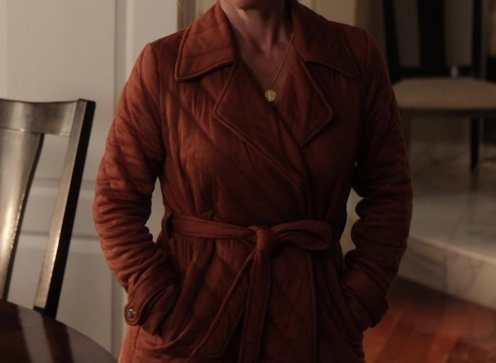 Rust Belted Quilted Shacket Coat Worn by Kelli Williams as Margaret Reed