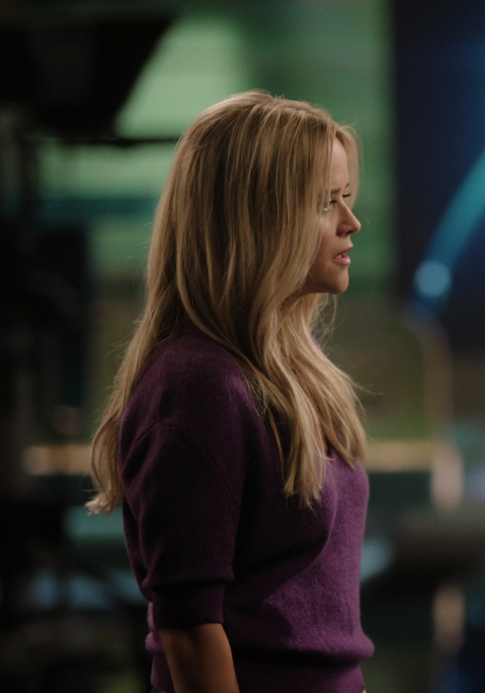 Purple V-Neck Short Sleeve Sweater Worn by Reese Witherspoon as Bradley Jackson