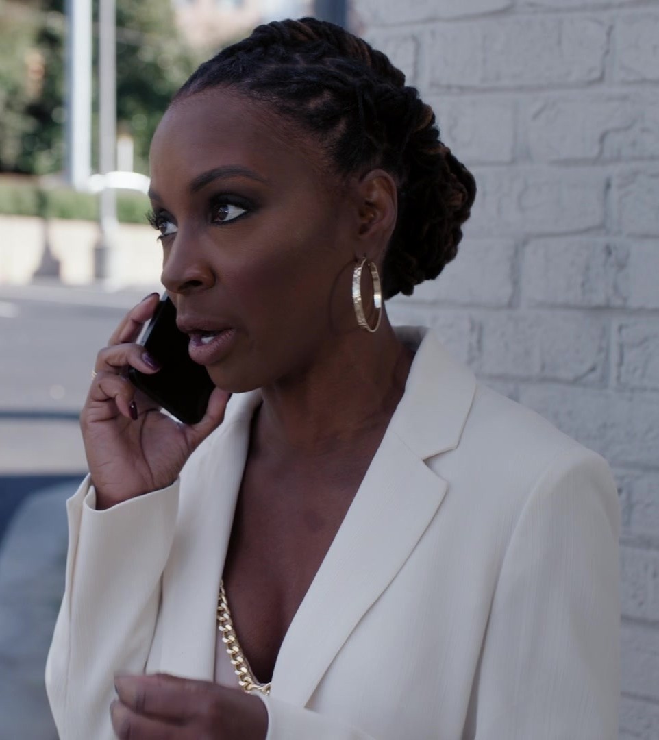 Gold Hoop Statement Earrings of Shanola Hampton as Gabi Mosely