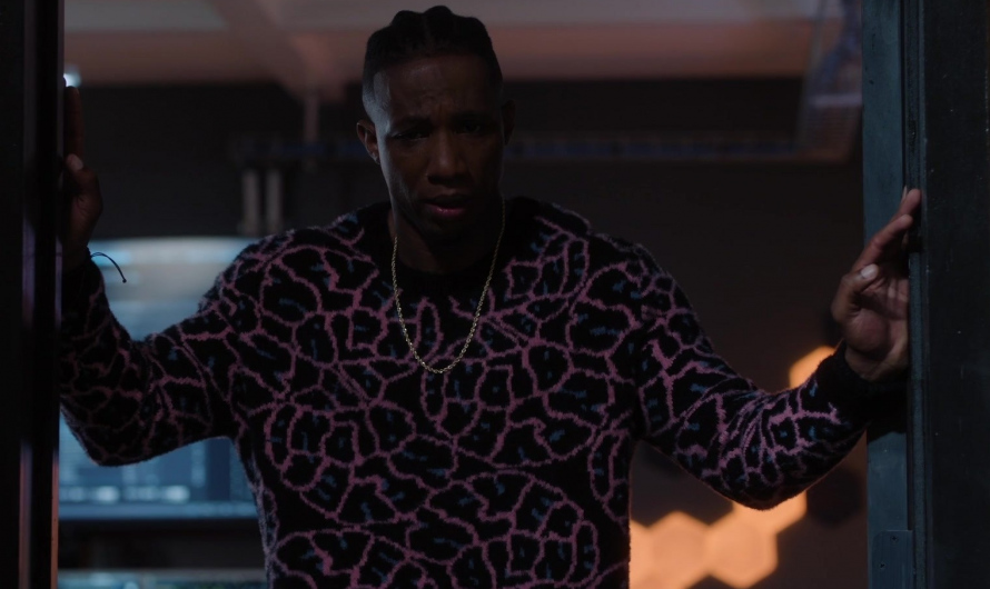 Abstract Print Crewneck Sweater Worn by Arlen Escarpeta as Zeke Wallace