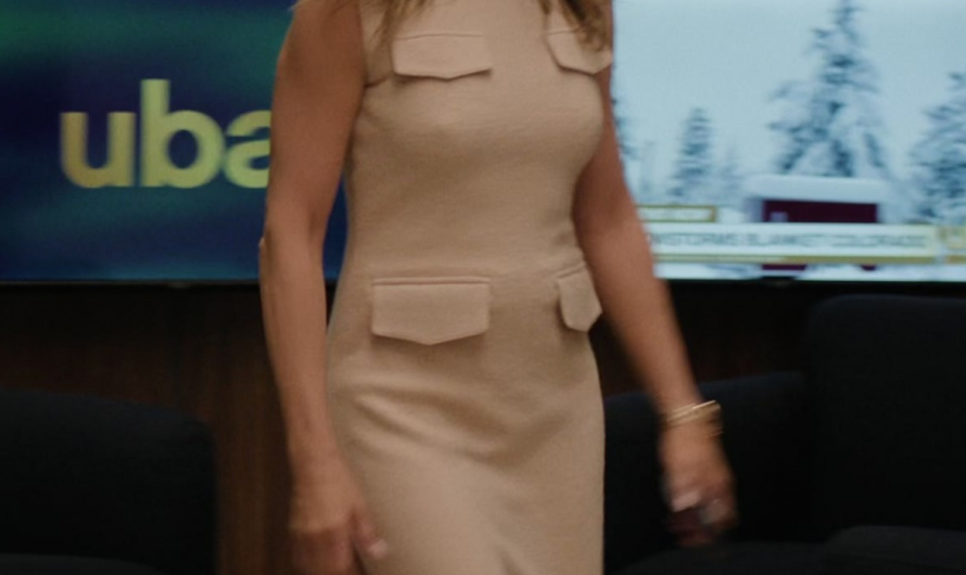 Beige Sleeveless Long Wool Dress Worn by Jennifer Aniston as Alexandra “Alex” Levy