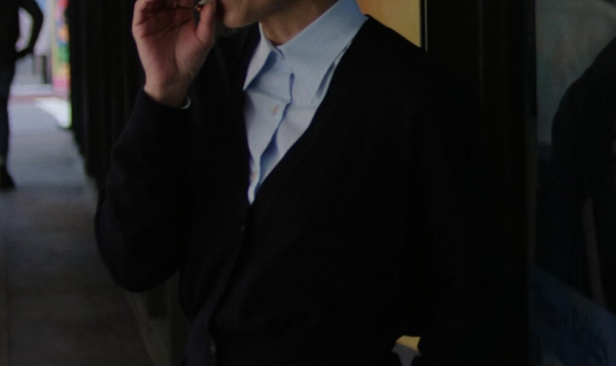 Black Knit Cardigan Worn by Greta Lee as Stella Bak