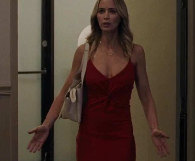 Deep V-neck Twist Front Sleeveless Dress of Emily Blunt as Liza Drake