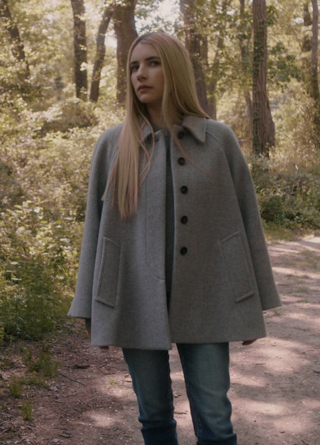 Caped Wool-blend Coat Worn By Emma Roberts As Anna Victoria Alcott In 