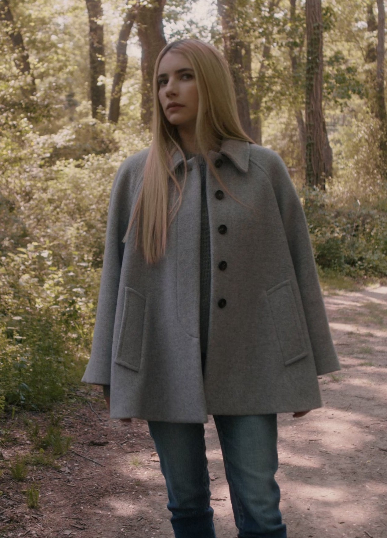 Worn on American Horror Story TV Show - Caped Wool-Blend Coat Worn by Emma Roberts as Anna Victoria Alcott