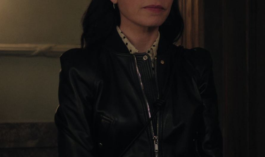 Black Leather Biker Bomber Jacket Worn by Julianna Margulies as Laura Peterson