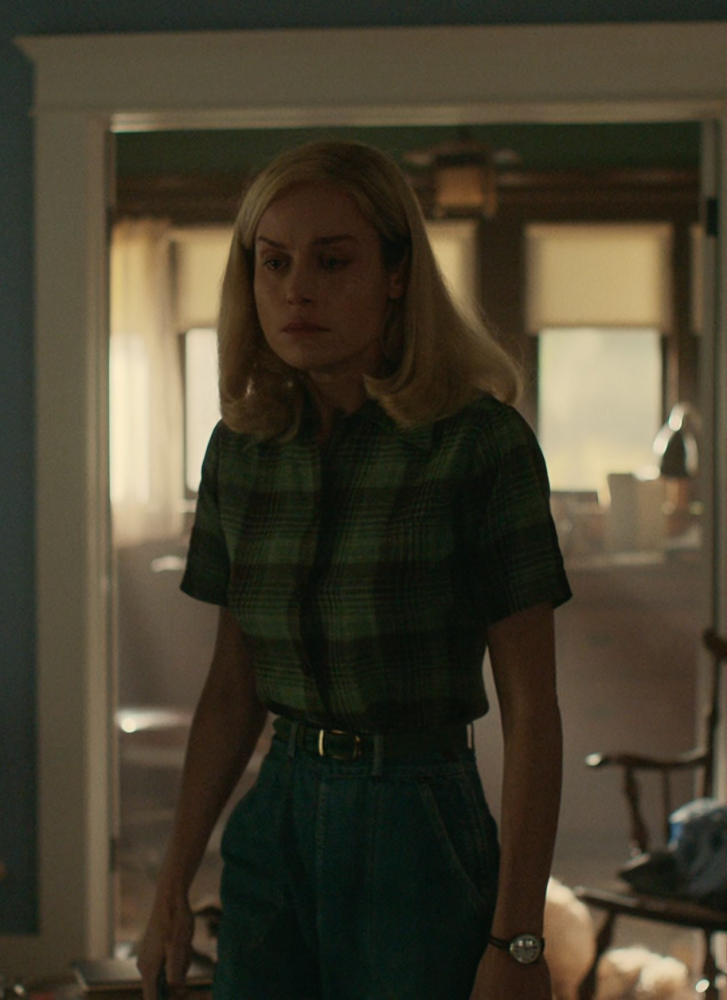 Green Tartan Plaid Short Sleeve Shirt Worn by Brie Larson as Elizabeth Zott