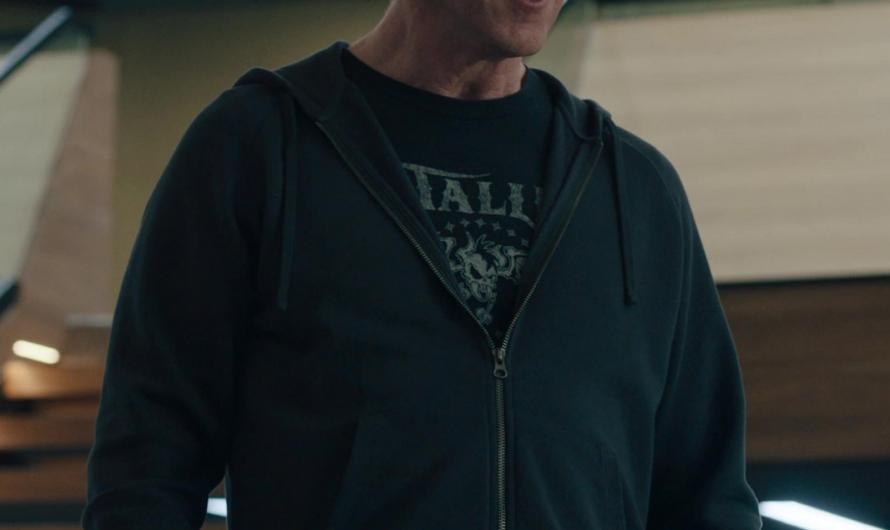 Zip-Up Hooded Sweatshirt with Front Pockets Worn by Damian Lewis as Robert “Bobby” Axelrod