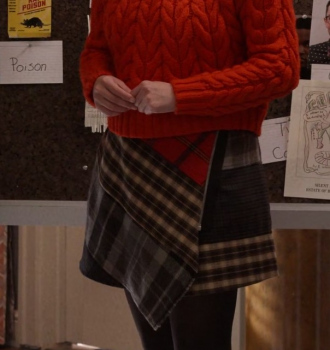 Multicolor Check Pattern Wool Skirt of Selena Gomez as Mabel Mora Outfit Only Murders in the Building TV Show