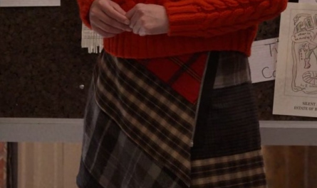 Multicolor Check Pattern Wool Skirt of Selena Gomez as Mabel Mora Outfit Only Murders in the Building TV Show