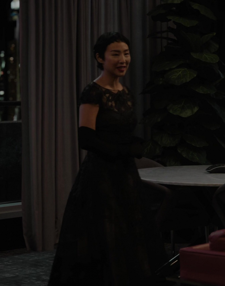 Black Lace Dress Worn by Greta Lee as Stella Bak