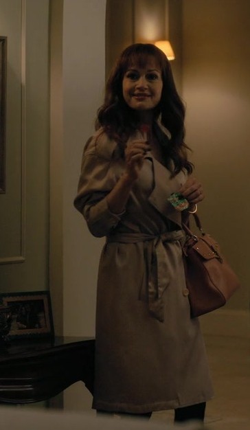 Worn on The Fall of the House of Usher TV Show - Trench Coat with Waist Tie Worn by Carla Gugino as Verna