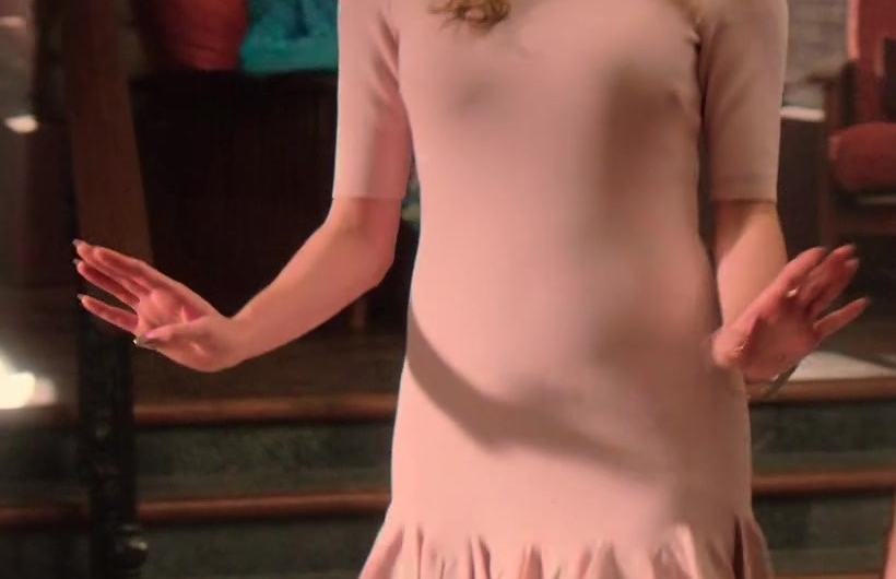 Pink Ruffled Hem Mini Dress of Allegra Edwards as Ingrid Kannerman