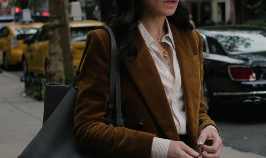 Brown Double-Breasted Cotton-Corduroy Blazer Worn by Julianna Margulies as Laura Peterson