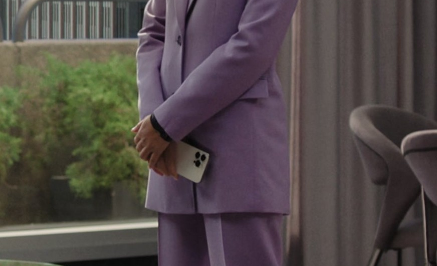 Lavender Tailored Blazer and Matching Trousers Set of Greta Lee as Stella Bak