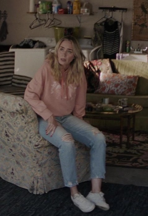 Light Wash Distressed Ankle-Length Jeans Worn by Emily Blunt as Liza Drake