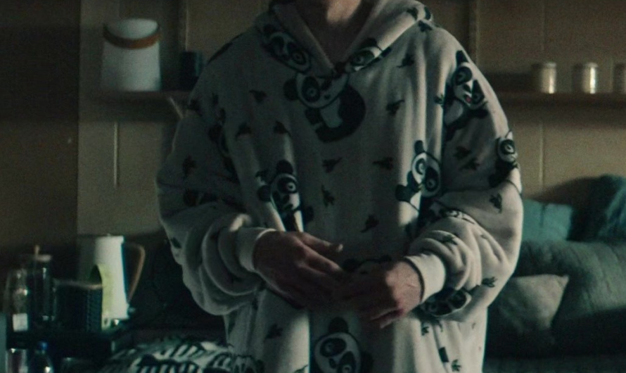 Panda Print Plush Hoodie Worn by Asa Germann as Sam Riordan
