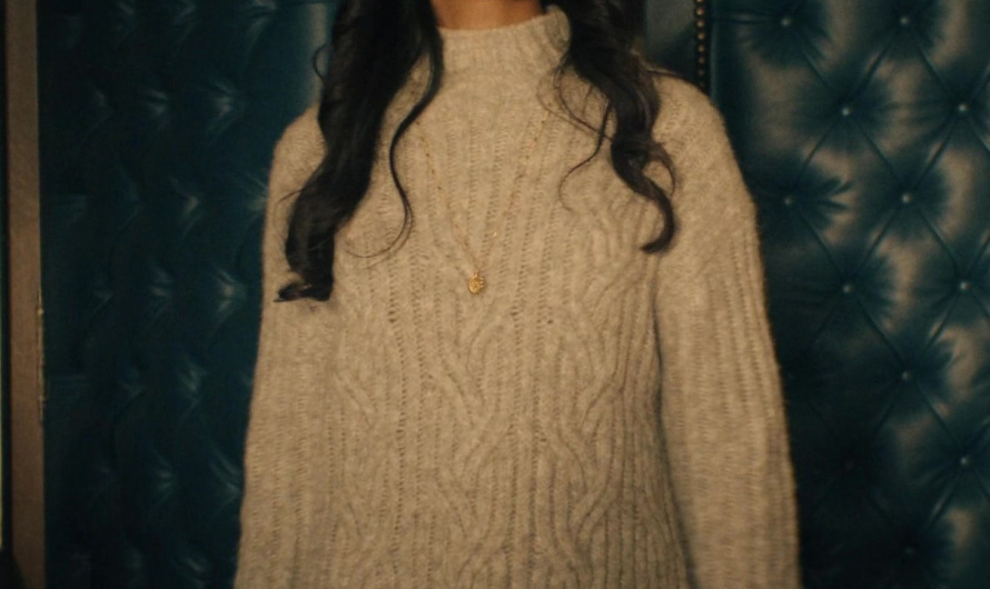 High Neck Rib Knit Sweater of Shelley Conn as Indira Shetty of Shelley Conn as Indira Shetty