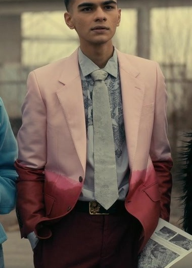 Pink Dip Tie-dye Print Blazer Worn by Sauriyan Sapkota as Prospero “Perry” Usher
