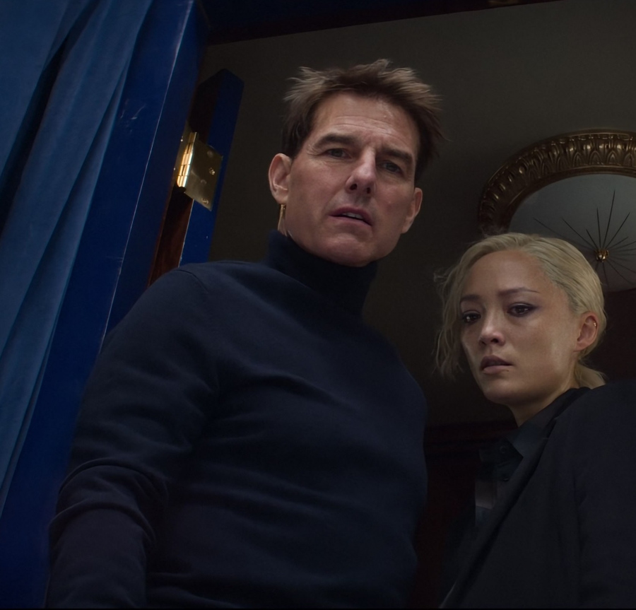 blue turtleneck sweater - Tom Cruise (Ethan Hunt) - Mission: Impossible - Dead Reckoning Part One (2023) Movie