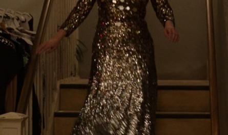 Sequin Long Sleeve Dress with Black Collar Worn by Selena Gomez as Mabel Mora Outfit Only Murders in the Building TV Show