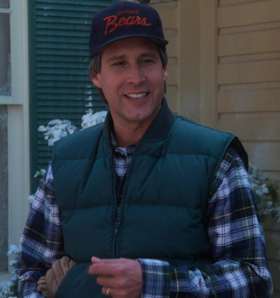 green puffer vest - Chevy Chase (Clark W. "Sparky" Griswold Jr.) - National Lampoon's Christmas Vacation (1989) Movie