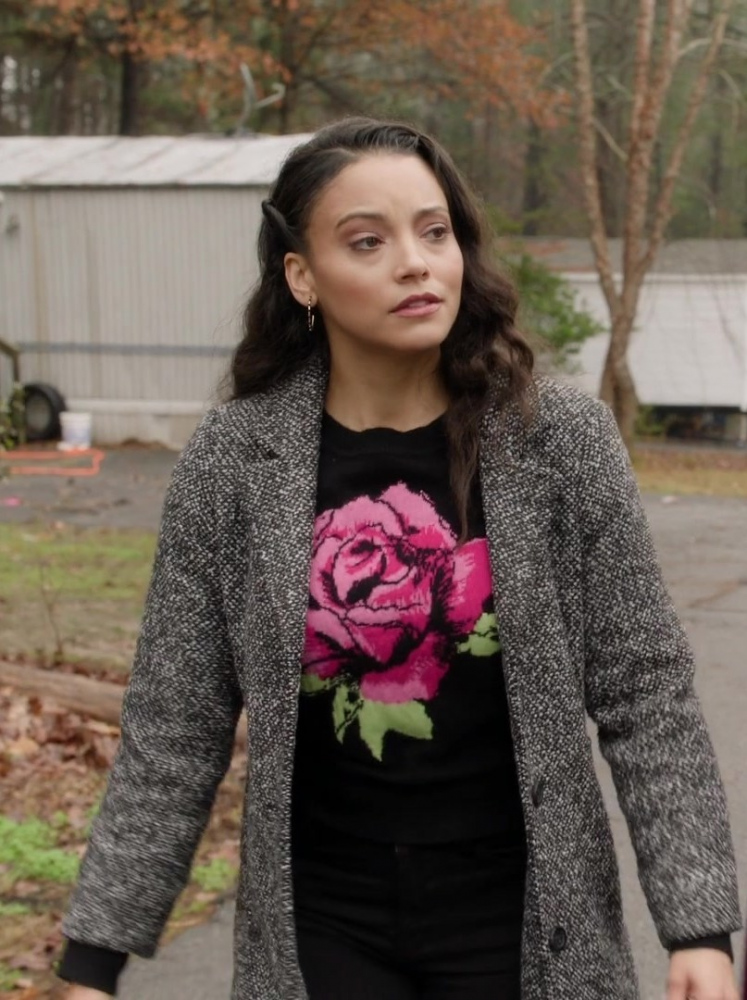 Floral Sweater Worn by Gabrielle Walsh as Lacey Quinn from Found TV Show