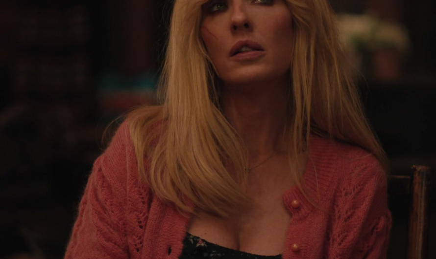 Pink Knit Cardigan Worn by Kelly Reilly as Bethany “Beth” Dutton