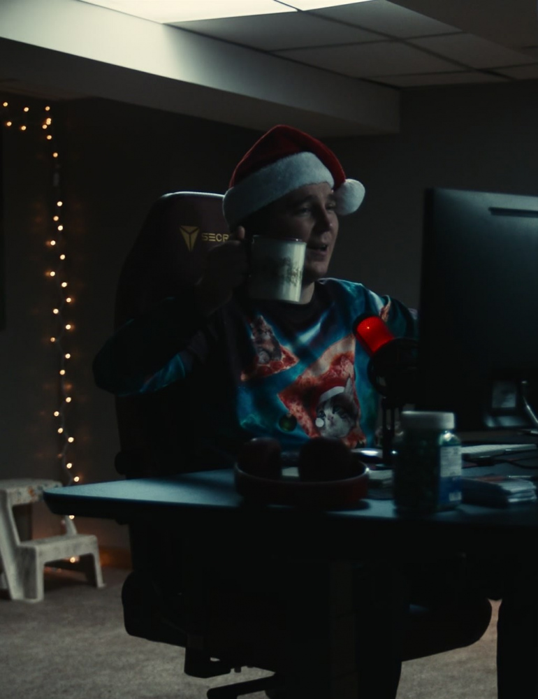 Pizza Cat Tie Dye Sweatshirt Worn by Paul Dano as Keith Gill from Dumb Money (2023) Movie