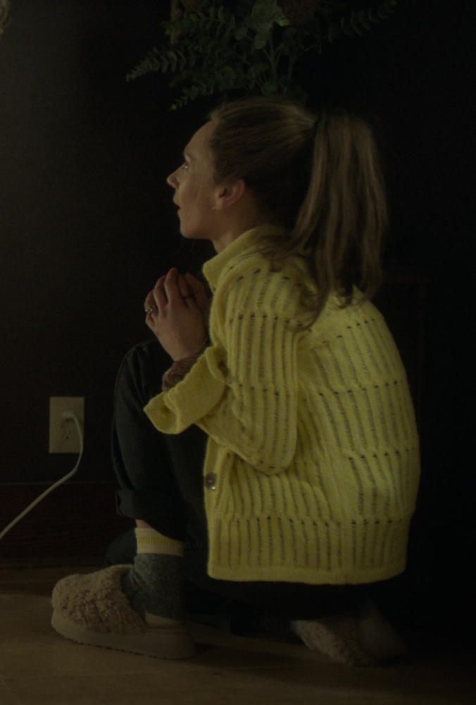 Cozy Tan Shearling Lined Slippers Worn by Juno Temple as Dorothy "Dot" Lyon / Nadine Bump