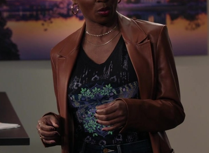 Cognac Brown Faux Leather Blazer Worn by Shanola Hampton as Gabi Mosely