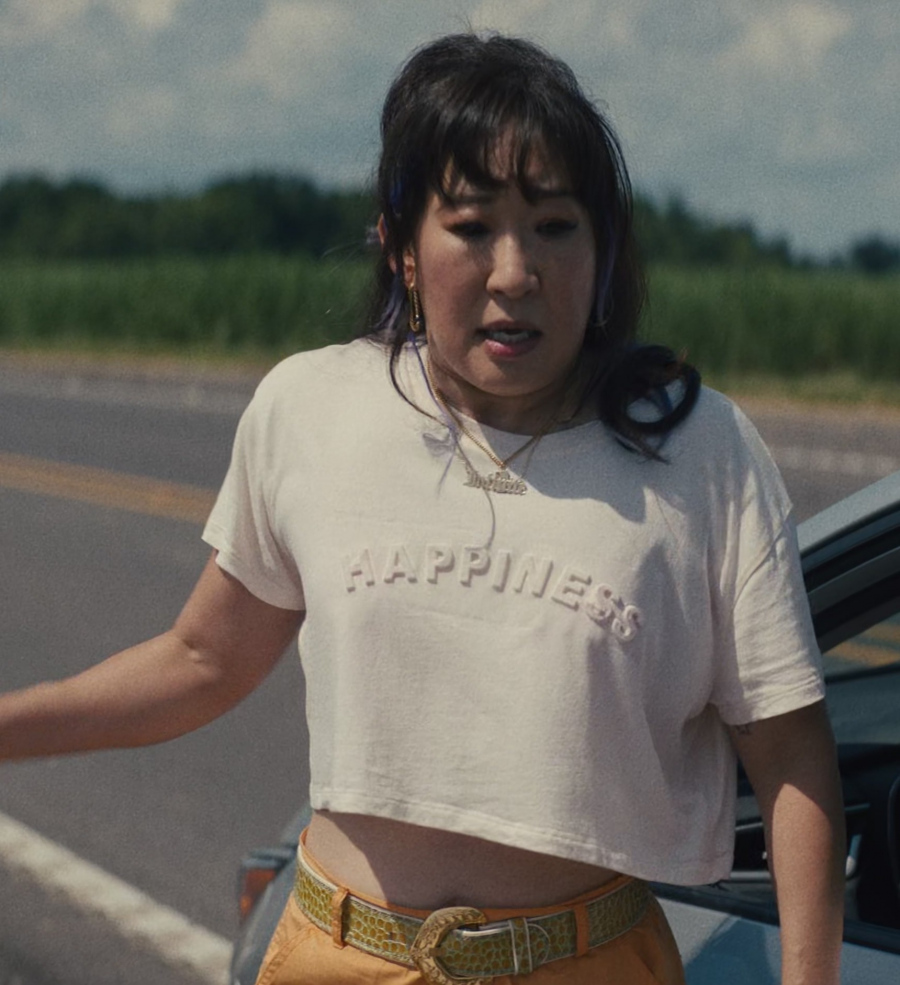 Happiness Crop Top of Sandra Oh as Jenny Yum from Quiz Lady (2023) Movie
