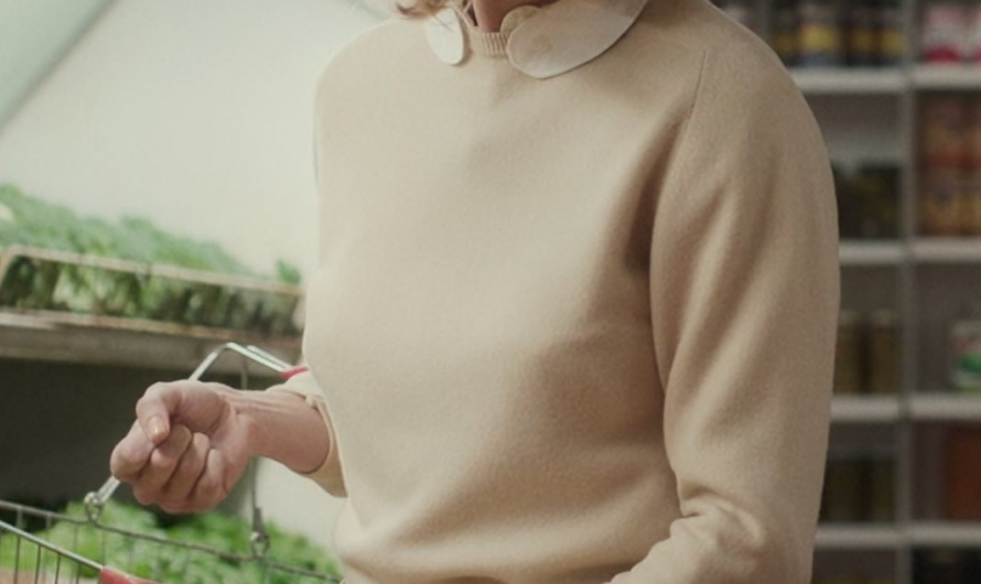 Ivory Round Neck Sweater Worn by Brie Larson as Elizabeth Zott