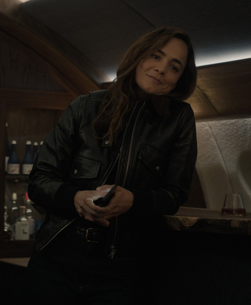 leather bomber jacket - Alice Braga (Sian) - A Murder at the End of the World TV Show