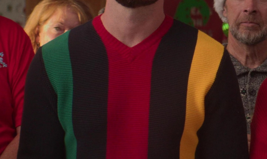Bold Color Block Sweater in Red, Green, Yellow, and Black Worn by Robbie Amell as Graham Stroop