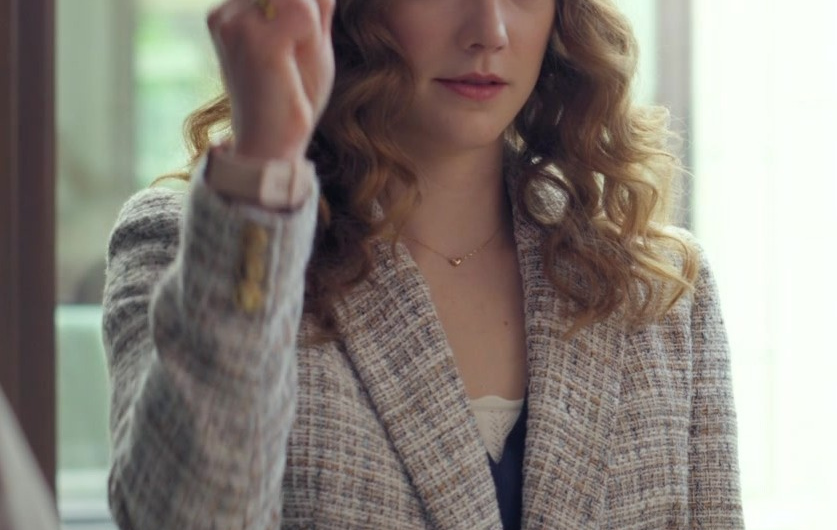 Double-Breasted Tweed Blazer Worn by Molly Kunz as Phoebe