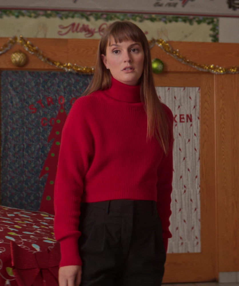 Red Turtleneck Sweater of Leighton Meester as Ali Moyer from EXmas (2023) Movie