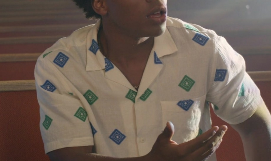 Geometric Diamond Patterns Shirt Worn by Spence Moore II as Merlin