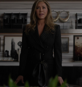 Worn on The Morning Show TV Show - Black Striped Double-Breasted Blazer Worn by Jennifer Aniston as Alexandra "Alex" Levy