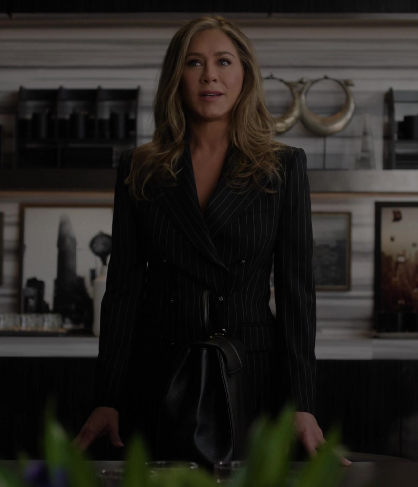 Black Striped Double-Breasted Blazer Worn by Jennifer Aniston as Alexandra "Alex" Levy from The Morning Show TV Show