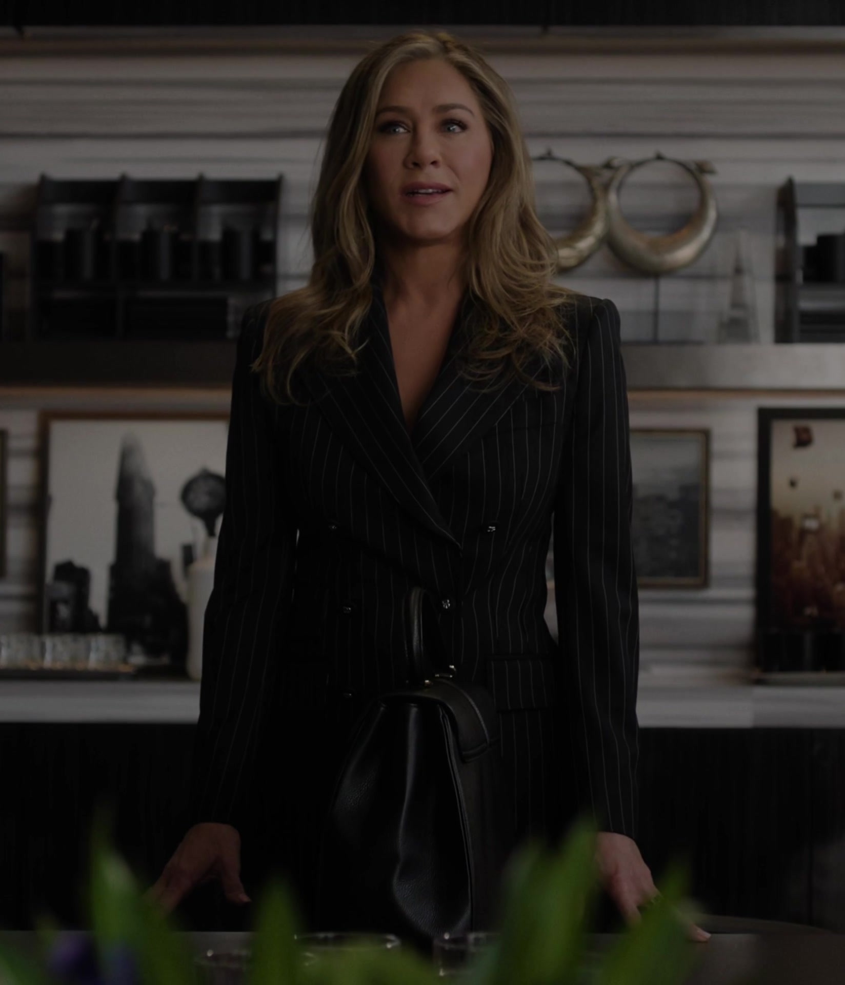 Worn on The Morning Show TV Show - Black Striped Double-Breasted Blazer Worn by Jennifer Aniston as Alexandra "Alex" Levy