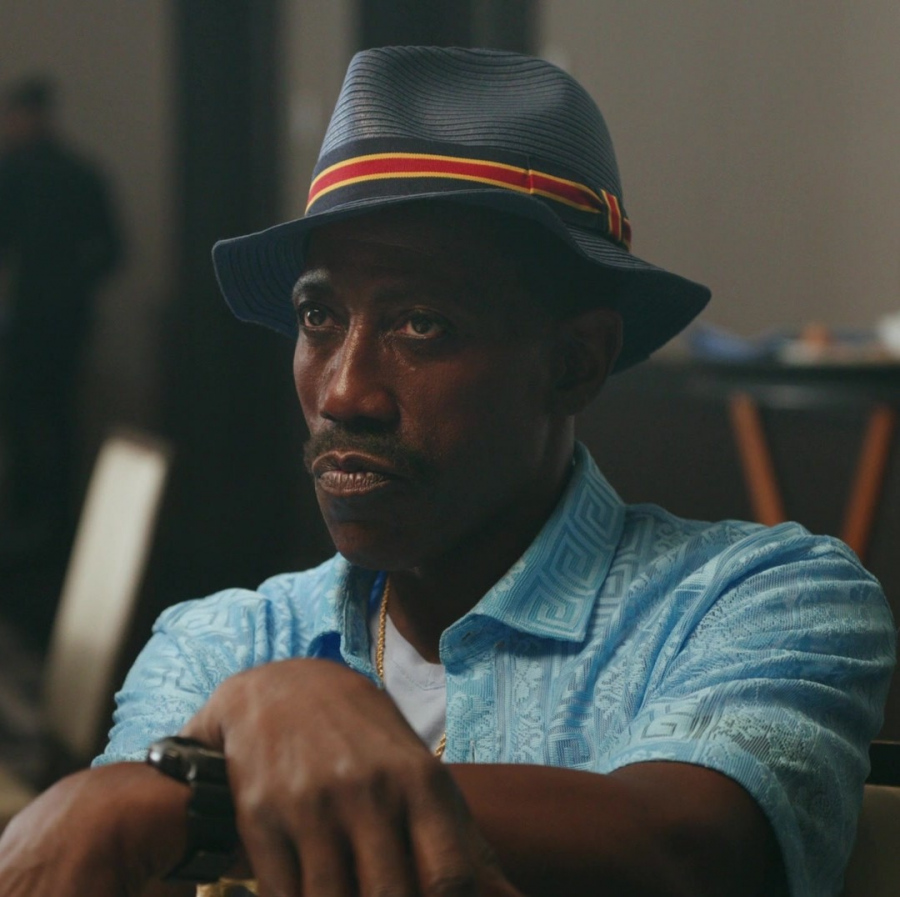 Striped Band Fedora Hat of Wesley Snipes as Luther "Mr. Big" from Back on the Strip (2023) Movie