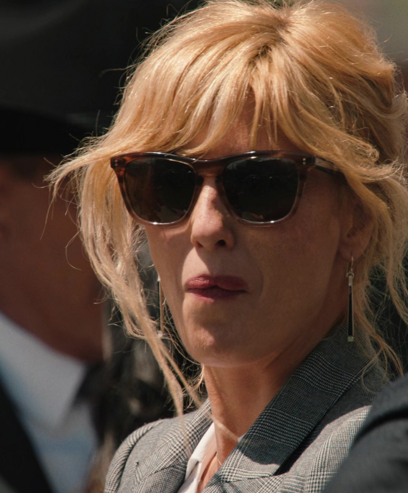 Tortoiseshell Oversized Rectangular Sunglasses Worn by Kelly Reilly as Bethany "Beth" Dutton