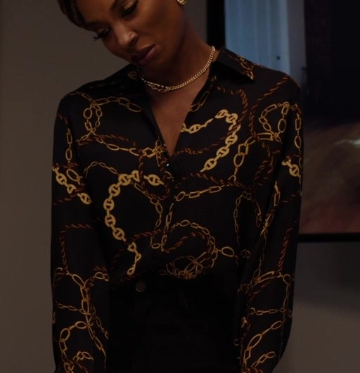 Geometric Chain Pattern Shirt of Shanola Hampton as Gabi Mosely