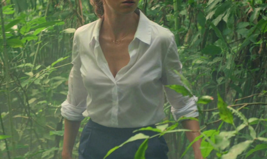 White Long Sleeve Shirt Worn by Alison Brie as Claire Wellington