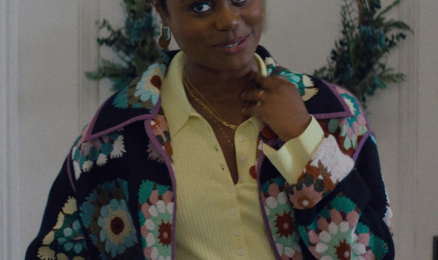 Floral Print Knit Jacket of Denée Benton as Julie