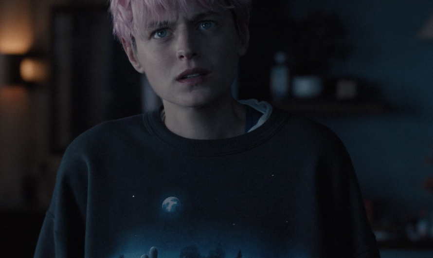 Nighttime Countryside Scene Sweatshirt Worn by Emma Corrin as Darby Hart