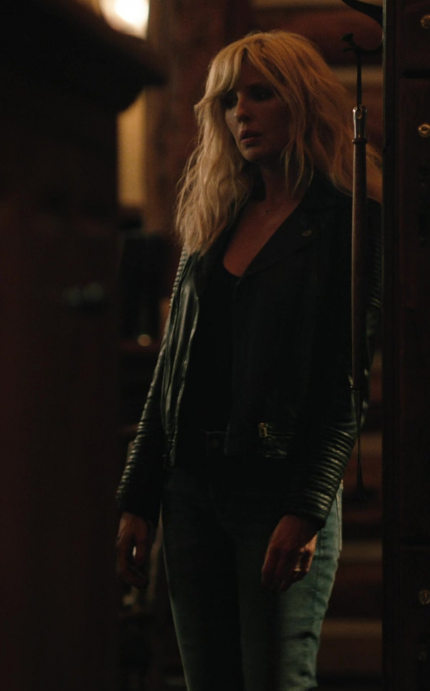 black leather moto jacket - Kelly Reilly (Bethany "Beth" Dutton) - Yellowstone TV Show
