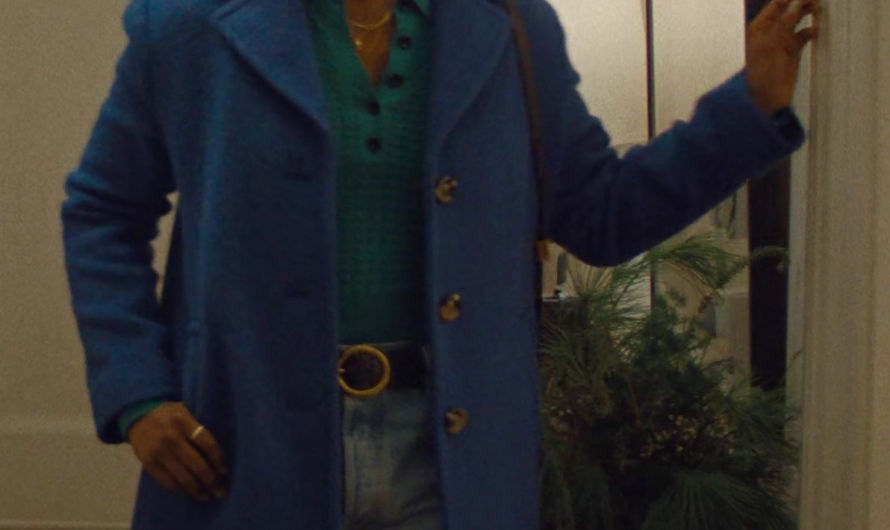 Blue Wool Overcoat of Denée Benton as Julie